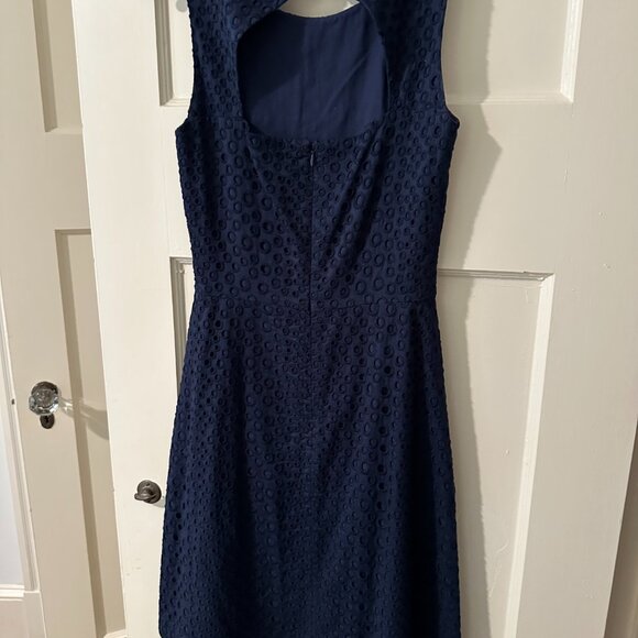 Issa navy eyelet A-line sundress with back cutout - size 4 - Picture 3 of 5